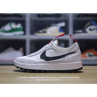 ต้นฉบับ✖️❀✖️✅✅Tom Sachs x Nike รองเท้าผ้าใบลําลอง ข้อสั้น 4.0 ลายนักบินอวกาศ ซีเมนต์ Ash สีขาว แดง สไตล์วินเทจ คลาสสิก