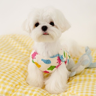 เสื้อผ้าสัตว์เลี้ยง พิมพ์ลายเท็ดดี้ Bichon Pomeranian Schnauzer แฟชั่นฤดูร้อน สําหรับสัตว์เลี้ยง สุนัข แมว