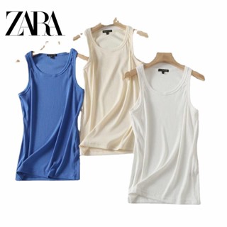 Zara เสื้อคอกลม แขนกุด เข้ารูป สีพื้น เข้ากับทุกการแต่งกาย สําหรับผู้หญิง