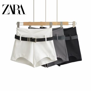 Zara กางเกงขาสั้น ลําลอง คอวี เข้ารูป เข้ากับทุกการแต่งกาย สีพื้น สําหรับสตรี