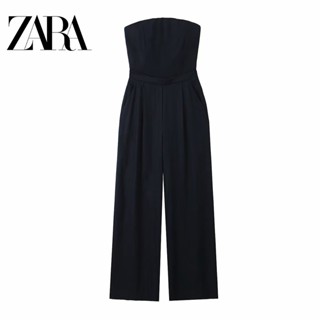 Zara ชุดจั๊มสูท กางเกงขายาว แขนกุด มีกระเป๋า สําหรับผู้หญิง