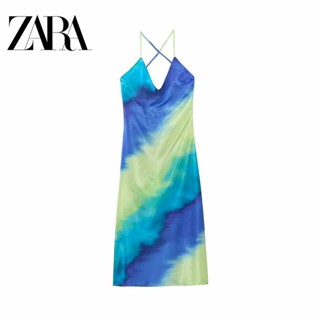 Zara ผู้หญิง ผ้าไหมซาติน เนื้อสีตัดกัน คอวี เชือกแขวนคอ ชุดชั้นใน