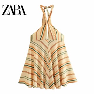 Zara ชุดเดรสกระโปรง ลายทาง สําหรับสตรี