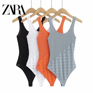 Zara ชุดจั๊มสูท คอยู เข้ารูป แต่งรูกลวง สําหรับผู้หญิง