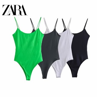 Zara ชุดจั๊มสูทลําลอง คอยู สีพื้น เข้ารูป สําหรับผู้หญิง