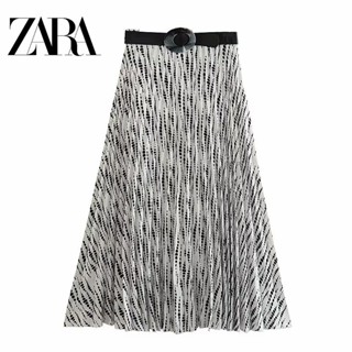 Zara กระโปรงพลีท ความยาวปานกลาง ขนาดเล็ก เข้ากับทุกการแต่งกาย สําหรับผู้หญิง