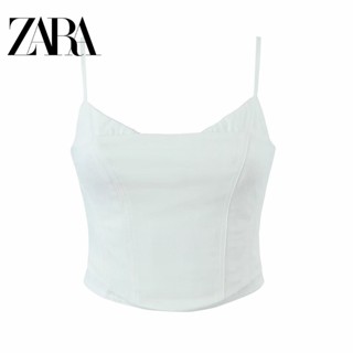 Zara เสื้อสายเดี่ยว มีซิป ทรงก้างปลา สีพื้น เข้ากับทุกการแต่งกาย สําหรับผู้หญิง