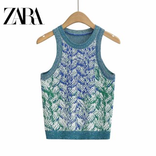 Zara เสื้อผ้าผู้หญิง ไล่ระดับสี สีสัน เสื้อสวมหัว คอกลม สกินนี่ ถัก เสื้อกั๊ก