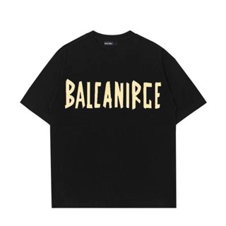 Balenciaga [loose] ใหม่ เสื้อยืดลําลอง แขนสั้น พิมพ์ลายตัวอักษร OS 23 หรูหรา สําหรับผู้ชาย ผู้หญิง