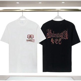 ใหม่ พร้อมส่ง เสื้อยืดแขนสั้นลําลอง ผ้าฝ้ายแท้ พิมพ์ลายตัวอักษร BB สําหรับบ้าน