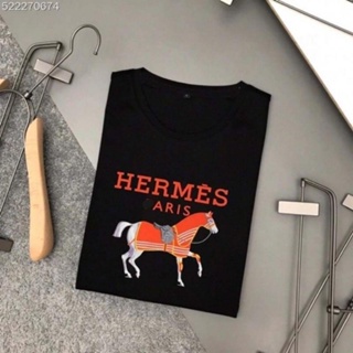 Hermes เสื้อแขนสั้น พิมพ์ลายโลโก้ม้า แฟชั่นฤดูใบไม้ผลิ และฤดูร้อน สไตล์ยุโรป สําหรับผู้ชาย และผู้หญิง