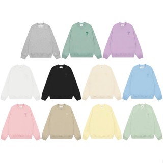 เสื้อกันหนาว คอกลม ปักลายหัวใจ สีมาการอง 2022fw