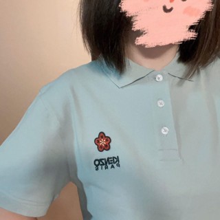 Kenzo เสื้อโปโล ผ้าฝ้าย แบบนิ่ม ปักลายดอกไม้ Takata smog สีฟ้า สําหรับผู้ชาย