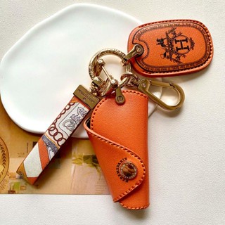Hermes พวงกุญแจหนัง พิมพ์ลาย คุณภาพสูง สําหรับกุญแจรถยนต์