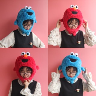 Yixi หมวกผ้ากํามะหยี่ขนนิ่ม ลายการ์ตูน Sesame Street น่ารัก เข้ากับทุกการแต่งกาย สไตล์เกาหลี ญี่ปุ่น สําหรับถ่ายภาพในโกดัง