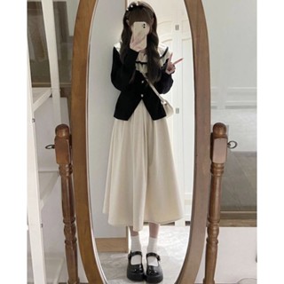พร้อมส่ง Zhien ชุดเสื้อคาร์ดิแกนกันหนาว กระโปรง ผ้าถัก คอตุ๊กตา สองชิ้น สไตล์ชาแนล แฟชั่นสําหรับผู้หญิง
