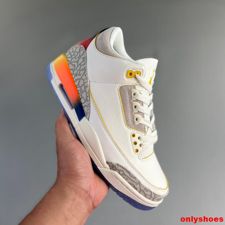 รองเท้าบาสเก็ตบอล J Balvin X Air Jordan 3 Co Brand Gradient Rainbow Smile AJ3 Jordan 3a Generation A