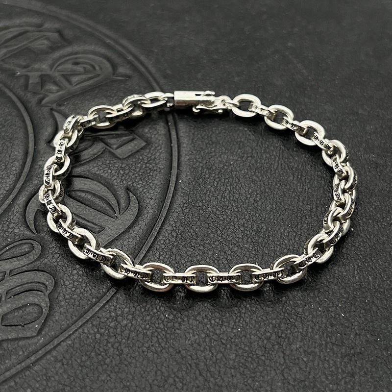 Chrome Hearts สร้อยข้อมือ เงิน 925 จี้รูปหัวใจ สีโครม สไตล์เรโทร