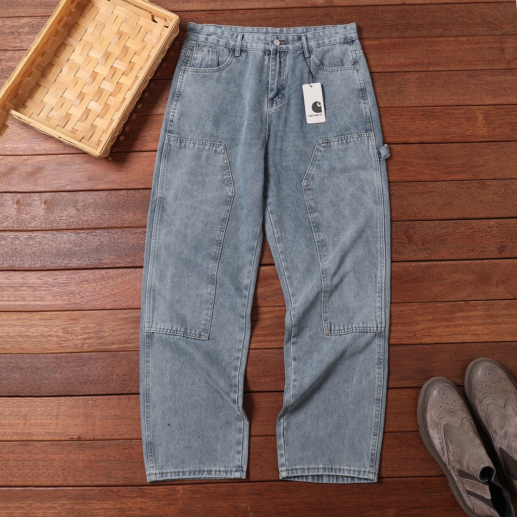 Carhartt */carhartt FW23 ใหม่ กางเกงยีนขายาว สไตล์ญี่ปุ่น เหมาะกับฤดูใบไม้ร่วง กลางแจ้ง