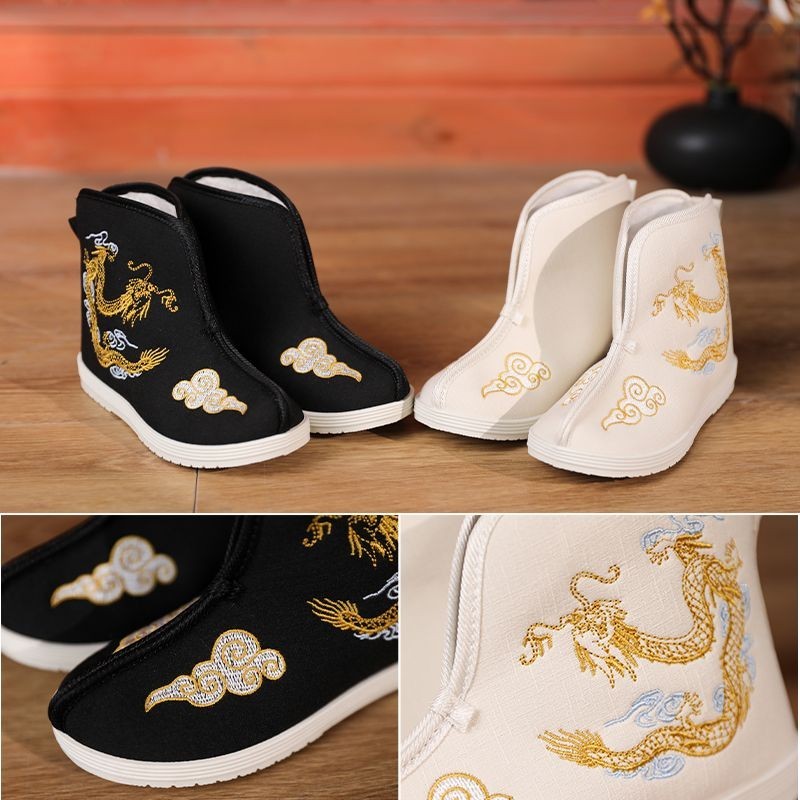 รองเท้า ผ้าฝ้าย ปักลายมังกร แฟชั่นฮั่นฝู สไตล์จีน สําหรับเด็กผู้ชาย และเด็กผู้หญิง รองเท้าผ้าฝ้าย สไตล์จีน สําหรับปีใหม่ 1.21