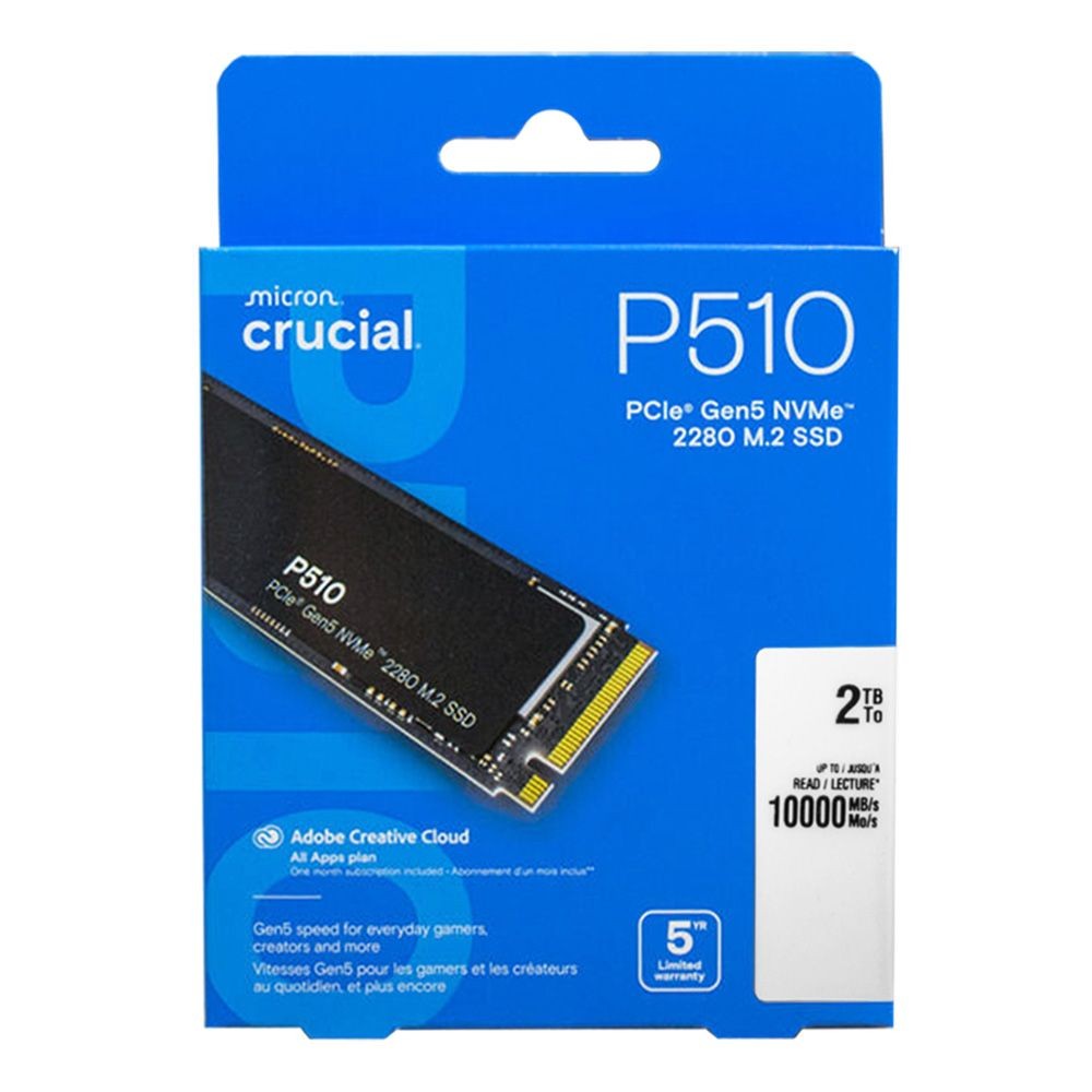 Crucial 2TB P510 PCIe Gen5 NVMe M.2 2280 SSD (R:10000MB/s), CT2000P510SSD8