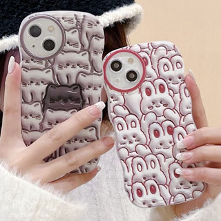 oppo case A78 A17 17K A77 A77s oppo 2F A16 A15 A57 A94 A93 A54 A95 A76 A96 A55 A53 A32 A33 A31 A5S A3S A9 A5 A92 A52 A72 A91 Reno 4 Reno 5 Reno 6 Reno 7Z Reno 8Z F17 F19 Pro F11 F9 แ3D หยักรูปแบบแฟชั่นคู่การ์ตูนเต็มหน้าจอ เคส oppo