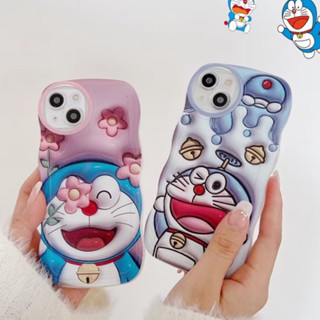 oppo case A78 A17 17K A77 A77s oppo 2F A16 A15 A57 A94 A93 A54 A95 A76 A96 A55 A53 A32 A33 A31 A5S A3S A9 A5 A92 A52 A72 A91 Reno 4 Reno 5 Reno 6 Reno 7Z Reno 8Z F17 F19 Pro F11 F9 แฟชั่น 3 มิติ ลอนคู่ การ์ตูนโดราเอมอน เคส oppo