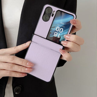 เคสโทรศัพท์มือถือหนัง PU แข็ง ฝาพับ กันกระแทก หรูหรา สีพื้น สําหรับ OPPO Find N2 Flip findn2 Flip Find N2