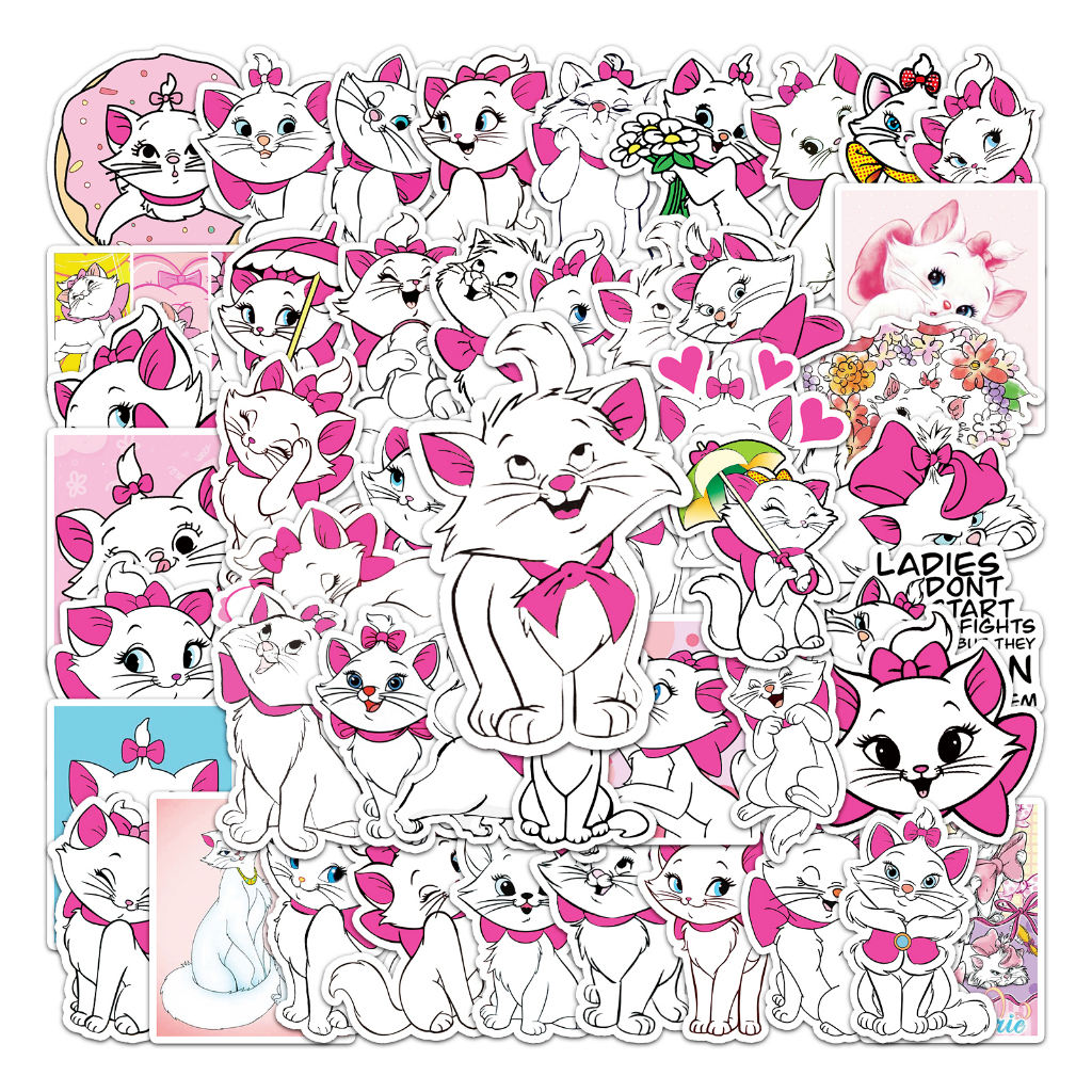 50 ชิ้นตลก Disney Marie Cat สติ๊กเกอร์กันน้ํา DIY สําหรับแล็ปท็อป/โทรศัพท์/หมวกกันน็อค/รถ/กีตาร์ Creative Decal