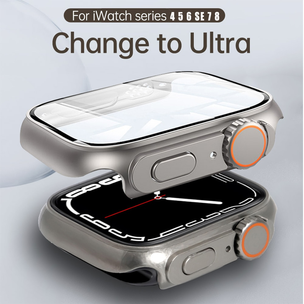ฝาครอบป้องกันหน้าจอ สําหรับ Apple Watch Case 45 มม. 44 มม. Series 8 7 PC Watch เคส + กระจกนิรภัยเปลี