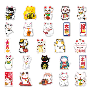 50 ชิ้นตลก Fortune Cat สติกเกอร์กันน้ํา DIY สําหรับโทรศัพท์แล็ปท็อปรถสติกเกอร์ Creative Home Decal