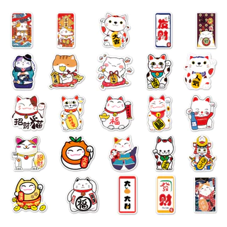 50 ชิ้นตลก Fortune Cat สติกเกอร์กันน้ํา DIY สําหรับโทรศัพท์แล็ปท็อปรถสติกเกอร์ Creative Home Decal