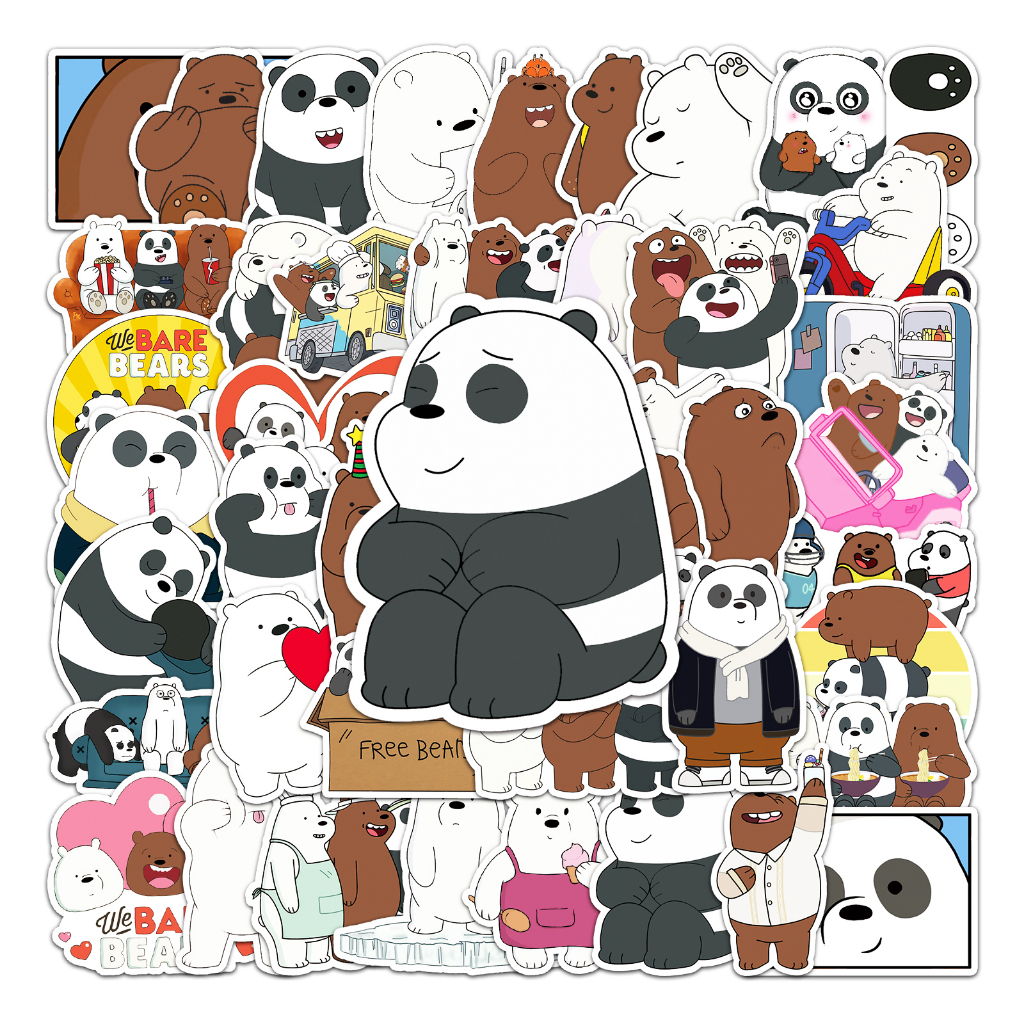 50 ชิ้นตลกหมี ทําเอง สติกเกอร์สร้างสรรค์สําหรับแล็ปท็อป/โทรศัพท์/หมวกกันน็อค/รถ/มอเตอร์/สติกเกอร์กีตาร์รูปลอกบ้าน