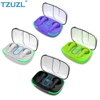 Tzuzl TWS ชุดหูฟังบลูทูธไร้สาย พร้อมไมโครโฟน หน้าจอ LED สีสันสดใส สําหรับโทรศัพท์มือถือ