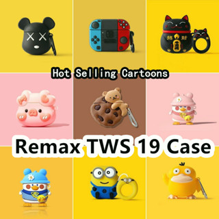 สต็อกพร้อม! คอนโซลเกมการ์ตูนน่ารักและมังกรดําสําหรับ Remax TWS 19 เคสหูฟังนุ่ม