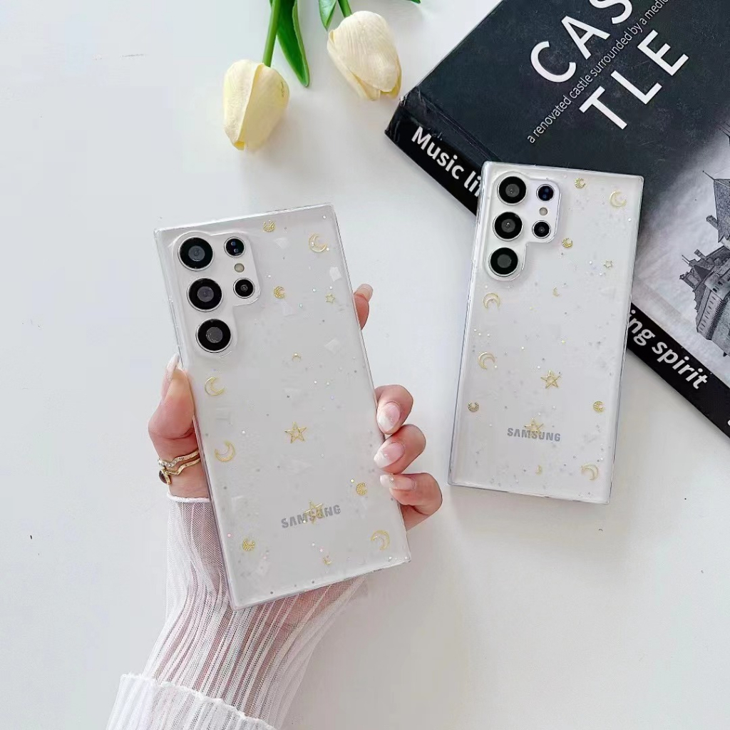 ดวงดาวดวงจันทร์ เปลือกหอย ซองโทรศัพท์ Samsung Galaxy S24 Ultra S23 Ultra S23 Plus S22 Ultra S22 Plus S21Ultra S21Plus S20Ultra S24 Plus S21FE Note20 Ultra A53 A23 A32 A73 A52S 5G Case เคสโทรศัพท์ใหม่ ความโปร่งใส ซิลิโคนอ่อนนุ่มป้องกันการตก เคสมือถือซัมซุง