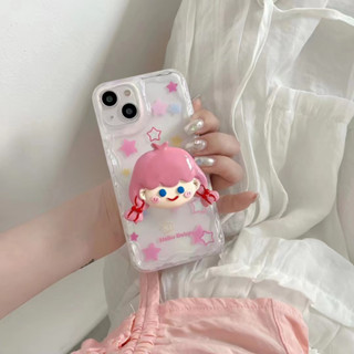 เคสโทรศัพท์มือถือ แบบใส สีชมพู สําหรับ iPhone 11 12 12pro 12promax 13 13pro 13promax 14 14pro 14promax