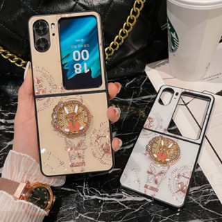 เคสโทรศัพท์มือถือ ฝาพับ กันกระแทก พร้อมขาตั้งเพชร หรูหรา สําหรับ OPPO Find N2 findn2flip