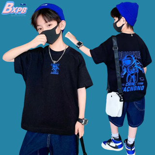 Bxpb เสื้อยืดแขนสั้นลําลอง ผ้าฝ้าย ทรงหลวม ใส่สบาย แฟชั่นฤดูร้อน สําหรับเด็กผู้ชาย และเด็กผู้หญิง 120-170