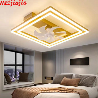 Meijiajia โคมไฟพัดลมเพดาน LED บางเฉียบ สําหรับตกแต่งบ้าน ห้องนอน ห้องนั่งเล่น พัดลมไฟฟ้า LED โคมไฟตกแต่ง