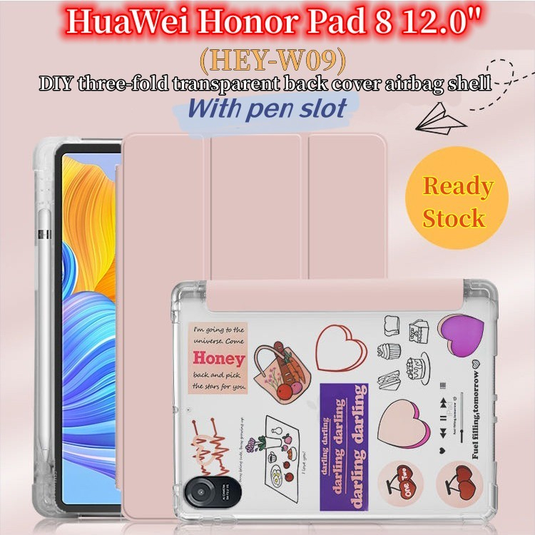 เคสแท็บเล็ต แบบใส พร้อมช่องใส่ปากกา สําหรับ HuaWei Honor Pad 8 12.0 นิ้ว 2022 HEY-W09 Honor Pad8 12.0 นิ้ว HEY-W09