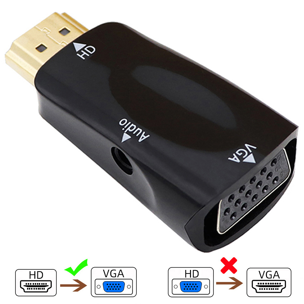 อะแดปเตอร์ HDMI เป็น VGA พร้อมสายสัญญาณเสียง ชุบทอง 1080P HDMI เป็น VGA สําหรับ PC TV Xbox แล็ปท็อป โปรเจคเตอร์