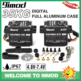 เซอร์โวกันน้ํา 9imod DS35MG 35 กก. 180°/270° เคสอลูมิเนียม แบบเต็ม 4.8V -7.4V โลหะเต็มรูปแบบ แรงบิดขนาดใหญ่ เซอร์โวดิจิตอล กันน้ํา 270°สําหรับ 1: 8 1: 10 RC Crawler SCX10 TRX4 D90