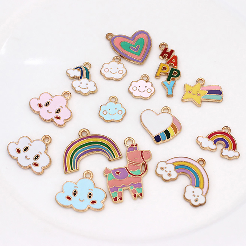 2 ชิ้น/ล็อตการ์ตูน Cloud Rainbow Love โลหะผสมเคลือบจี้ DIY เครื่องประดับอุปกรณ์เสริม Charms สําหรับผู้หญิง, Key Chain/ต่างหู/สร้อยคอจี้ Handmade DIY เครื่องประดับ 193