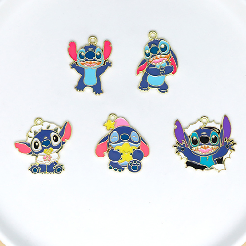 จี้การ์ตูน Stitch อัลลอย แฮนด์เมด DIY เครื่องประดับ สําหรับผู้หญิง พวงกุญแจ ต่างหู สร้อยคอ เครื่องประดับ 2 ชิ้น ต่อล็อต ---040