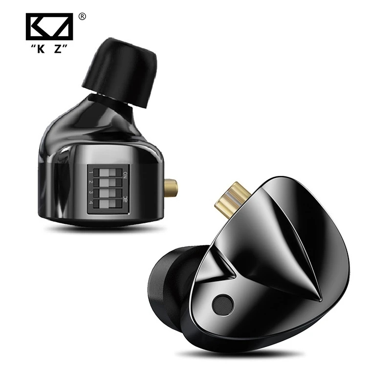 Kz D-Fi หูฟังแบบมีสาย 4 ระดับสวิตช์ปรับแต่ง HiFi Bass หูฟังโลหะในหู Monitor หูฟัง Stage Live ชุดหูฟัง