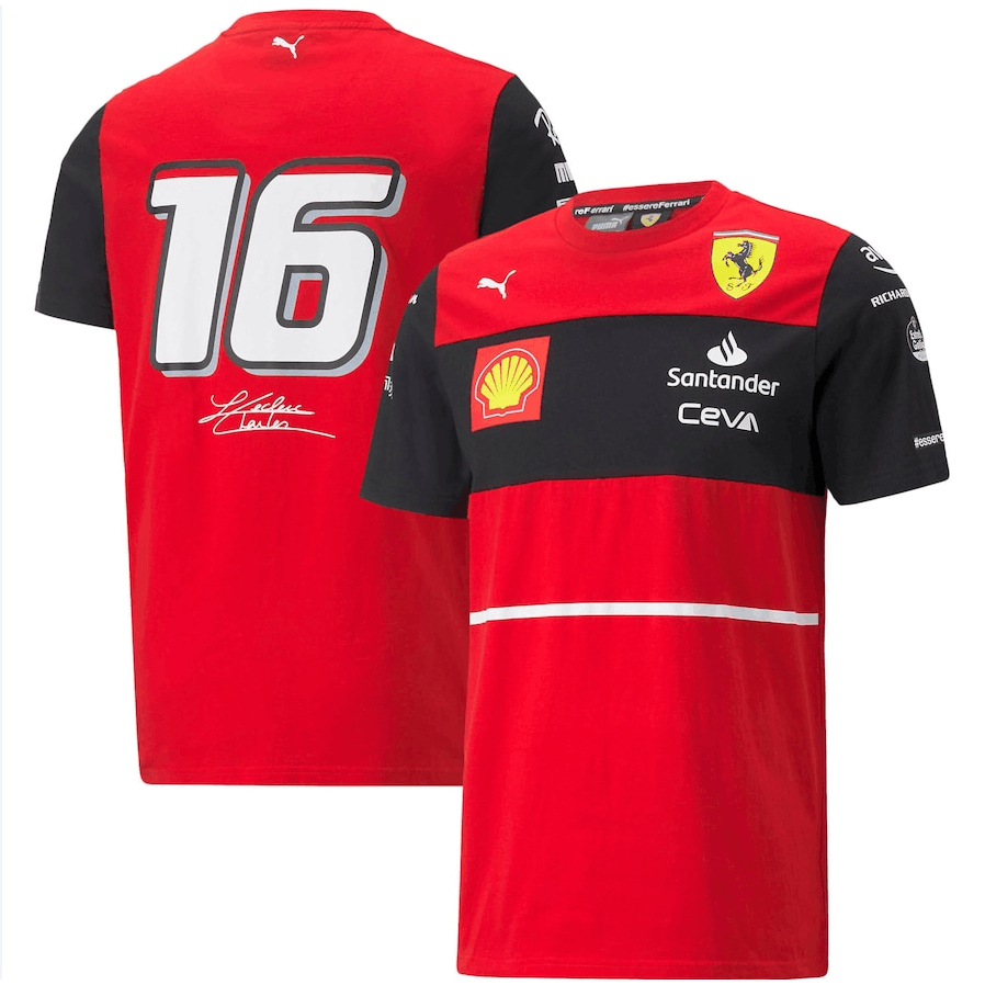 เสื้อยืดแขนสั้น ลายทีมชาติฟุตบอล Scuderia Ferrari 2022 2023 Charles Leclerc Formula 1 Race