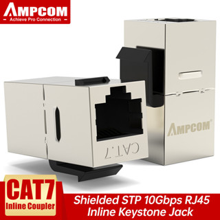 Ampcom CAT7 RJ45 STP Modular JACK อะแดปเตอร์แจ็คเชื่อมต่อคีย์สโตน CAT7 RJ45 RJ45 สําหรับแผ่นผนัง 5 10 แพ็ค