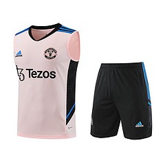 เสื้อกีฬาแขนสั้น ลายทีมชาติฟุตบอล MU Man U สีชมพู ไซซ์ 23-24