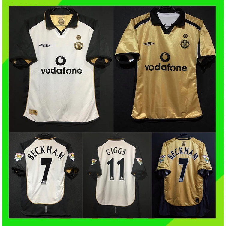 เสื้อกีฬาแขนสั้น ลายทีมชาติฟุตบอล Manchester United 2001/2002 ชุดเยือน สไตล์เรโทร